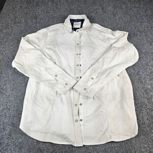Jachs Girlfriend New York Mens White Button Down Shirt Long Sleeve Cream Large
